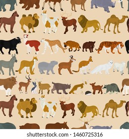 Seamless vector pattern with wild animals