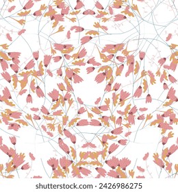 Seamless vector pattern with wild flowers on colorful background. Simple scandinavian style. Vector illustration. Rustic, scarf, style pattern design. Fabric and textile. 