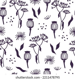 Seamless vector pattern with wild plants.