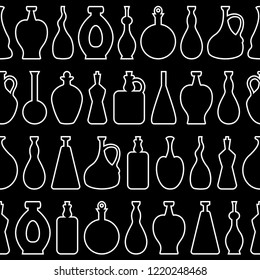 Seamless vector pattern with wine bottles. Endless texture for wallpaper, fill, web page background, surface texture.