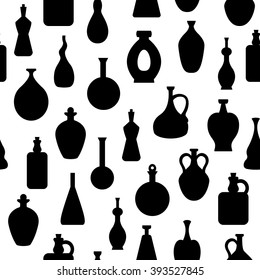 Seamless vector pattern with wine bottles. Endless texture for wallpaper, fill, web page background, surface texture.