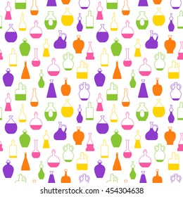 Seamless vector pattern with wine bottles. Endless texture for wallpaper, fill, web page background, surface texture.