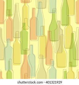seamless vector pattern - wine glass bottles art background