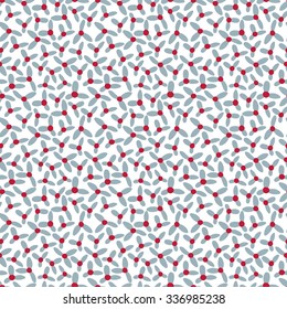 Seamless vector pattern with winter berries and leaves. Floral background in blue and red colors. Can be used for wallpaper, pattern fills, surface textures, scrapbooking, fabric prints. 