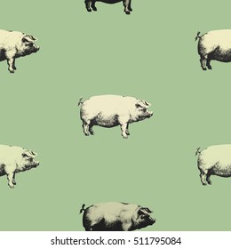 Seamless vector pattern wits pigs