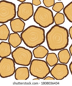 Seamless vector pattern with wood logs.Background for forestry and lumber industry. eps