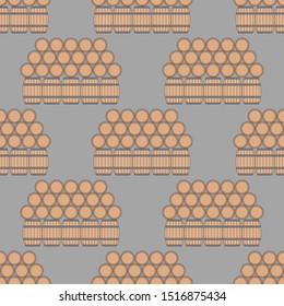 Seamless vector pattern with wooden barrels. Can be used for graphic design, textile design or web design.
