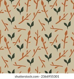 Seamless vector pattern woodland plants for printing and fabric