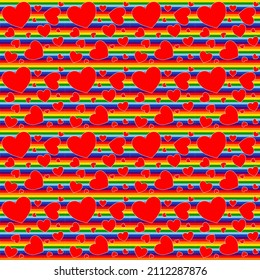Seamless vector pattern with words “love” in LGBT colors