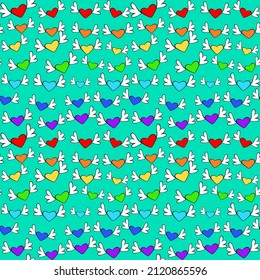 Seamless vector pattern with words “love” in LGBT colors