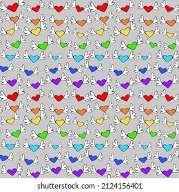 Seamless vector pattern with words “love” in LGBT colors