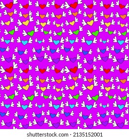 Seamless vector pattern with words “love” in LGBT colors