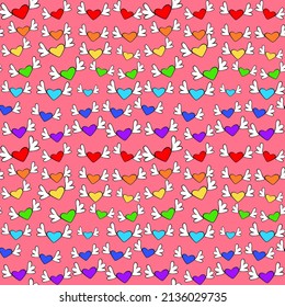 Seamless vector pattern with words “love” in LGBT colors