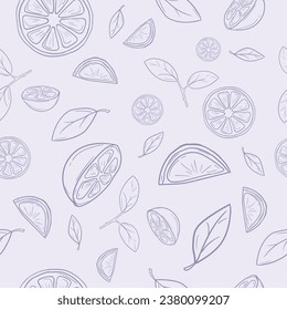 Patrón vectorial sin soldadura para envolver papel con hojas naranja de frutas sobre fondo claro