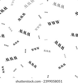 Patrón vectorial impecable con símbolos www, creando un fondo monocromo creativo con elementos rotados. Ilustración del vector sobre fondo blanco
