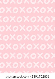 Seamless vector pattern with xoxo text. Valentine's day background, cover, wrapping paper.