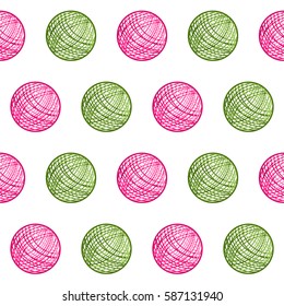 Seamless vector pattern with yarn balls.