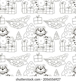 Seamless vector pattern for year of the tiger 2022. Pattern. Can be used for fabric, packaging, wrapping paper, textile and etc