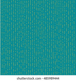 Seamless vector pattern. Yellow abstract rain lines and drops on the bright turquoise color background.