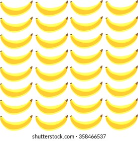 Seamless vector pattern of yellow bananas on a white background. For packaging, clothing, T-shirts. Fresh fruits, collection of illustrations.