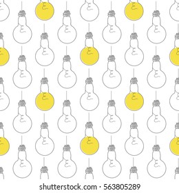 Seamless vector pattern with yellow bulb.  Perfect for wrapping paper, wallpaper, repeating elements, notebook cover.