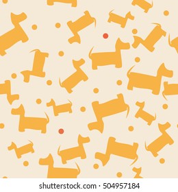 Seamless vector pattern with yellow dogs