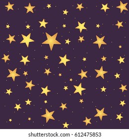 Seamless vector pattern with yellow gradient stars. Repeating background in cartoonish childish style.