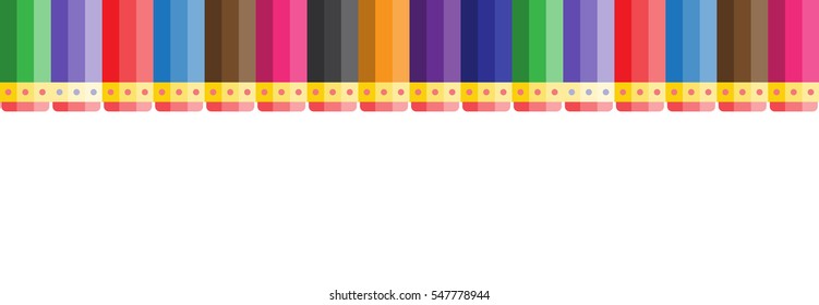 Seamless vector pattern of yellow pencils with eraser on a white background.