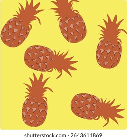 Seamless vector pattern with yellow pineapples. Hand drawn print. Summer pattern. Print for t-shirts, textiles, wrapping paper, web.