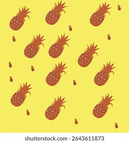 Seamless vector pattern with yellow pineapples. Hand drawn print. Summer pattern. Print for t-shirts, textiles, wrapping paper, web.
