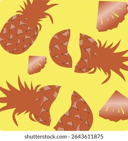 Seamless vector pattern with yellow pineapples. Hand drawn print. Summer pattern. Print for t-shirts, textiles, wrapping paper, web.