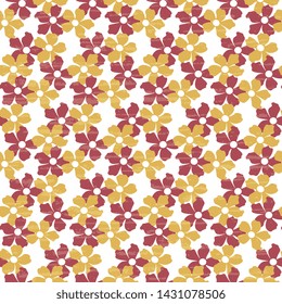 Seamless vector pattern with with yellow and pink flowers on a white background, textured. Festive cover, wrapping and wrapping background. Flower cute illustration.