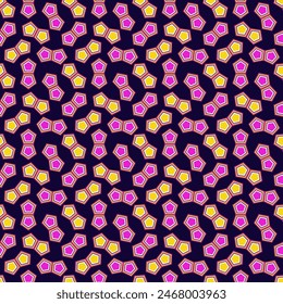 Seamless vector pattern with yellow and purple mosaic details. Textile geometric design.
