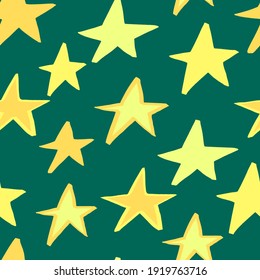 Seamless vector pattern yellow stars on  background