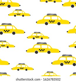 Seamless vector pattern with yellow taxi. New York city cab.