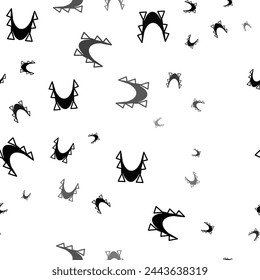 Seamless vector pattern with yoga hammock symbols, creating a creative monochrome background with rotated elements. Vector illustration on white background