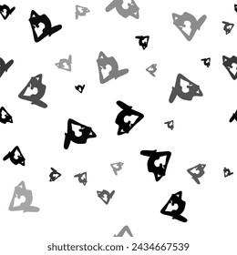 Seamless vector pattern with yoga stretching pose symbols, creating a creative monochrome background with rotated elements. Vector illustration on white background