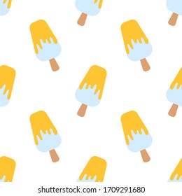 Seamless vector pattern with yummy ice cream in simple flat style.