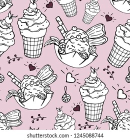 Seamless vector pattern with yummy stuff background. Can be used as wallpapers and decoration stuff for holidays