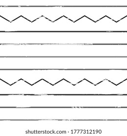 Seamless vector pattern with zigzags and stripes. Black and white geometric background. Beautiful illustration for surface design.