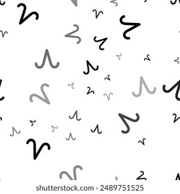 Seamless vector pattern with zodiac aries symbols, creating a creative monochrome background with rotated elements. Vector illustration on white background