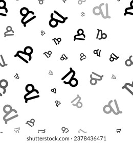 Seamless vector pattern with zodiac capricorn symbols, creating a creative monochrome background with rotated elements. Vector illustration on white background