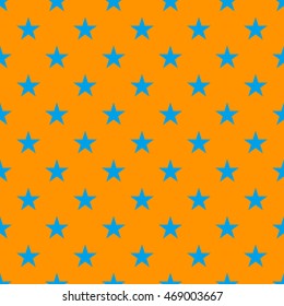Seamless vector pattern.blue stars on Yellow background