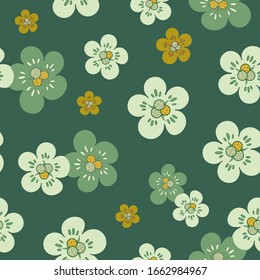 Patrón vectorial sin problemas.Flores de fantasía.Papel pintado natural, decoración floral, ilustración. Decoración en casa.Flores de primavera.Se pueden utilizar para imprimir, envolver papel, póster, papel pintado, saludos y textiles.
