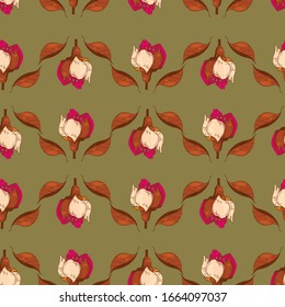 Seamless vector pattern.Fantasy flowers.Natural wallpaper, floral decoration, illustration. Home decor.Spring flowers.Can be used for printing,wrapping paper, poster,wallpaper, greetings and textiles.
