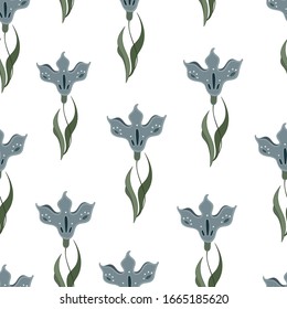 Patrón vectorial sin problemas.Flores de fantasía.Papel pintado natural, decoración floral, ilustración. Decoración en casa.Flores de primavera.Se pueden utilizar para imprimir, envolver papel, póster, papel pintado, saludos y textiles.