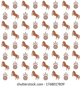 Seamless vector pattern-horses and ornaments. You can change the color of elements and backgrounds.