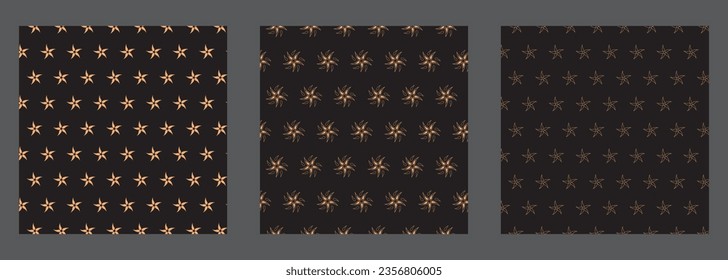 Seamless vector patterns, abstract floral background, black background, Modern stylish design, geometric shape