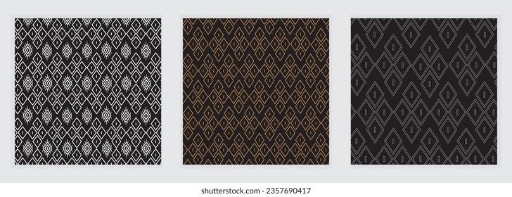 Seamless vector patterns, abstract floral background, black background, Modern stylish design, geometric shape