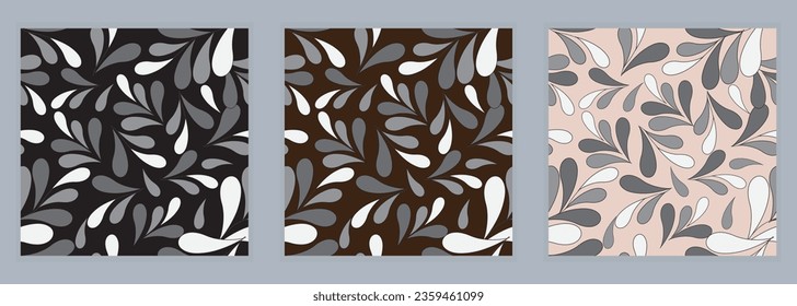 Seamless vector patterns, abstract floral background, black background, Modern stylish design, geometric shape